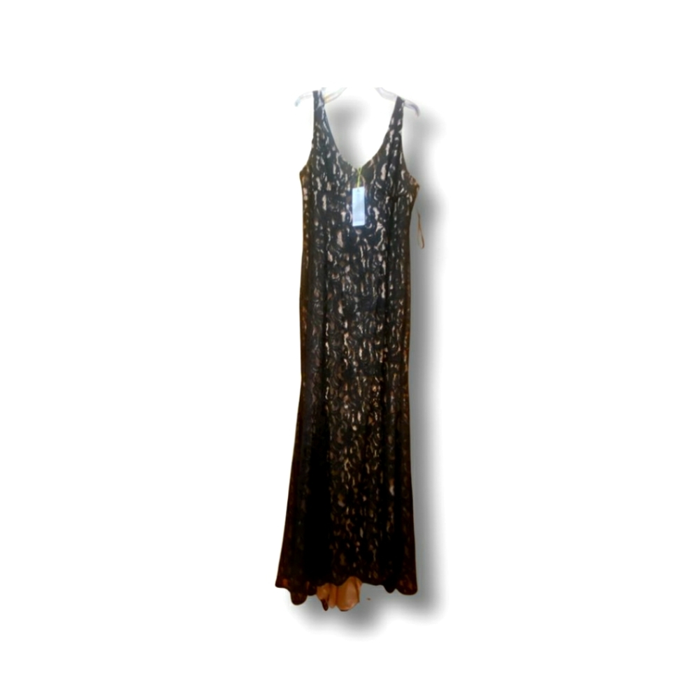 Long black lace dress